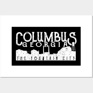 Columbus Georgia Retro Vintage Distressed Skyline Design Posters and Art